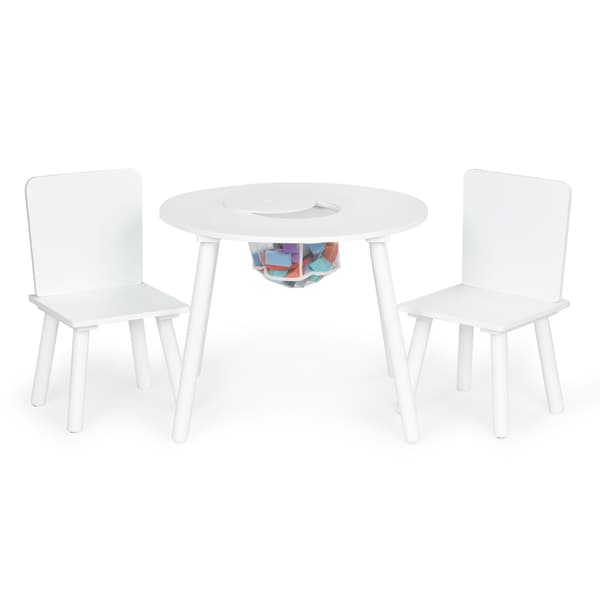 Barnbord och 2 stolar med furuben, vit