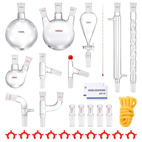 Labdestillationskit, 24/40-kopplingar, 1000 ml, 29 delar