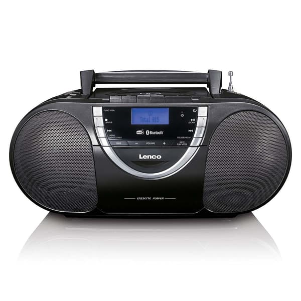 Bærbar DAB+ og FM-radio med CD-kassette og Bluetooth Sort