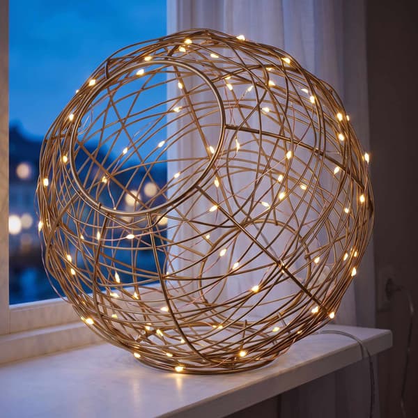 20 cm guldfärgad LED-dekorboll – varmvit ljussfär