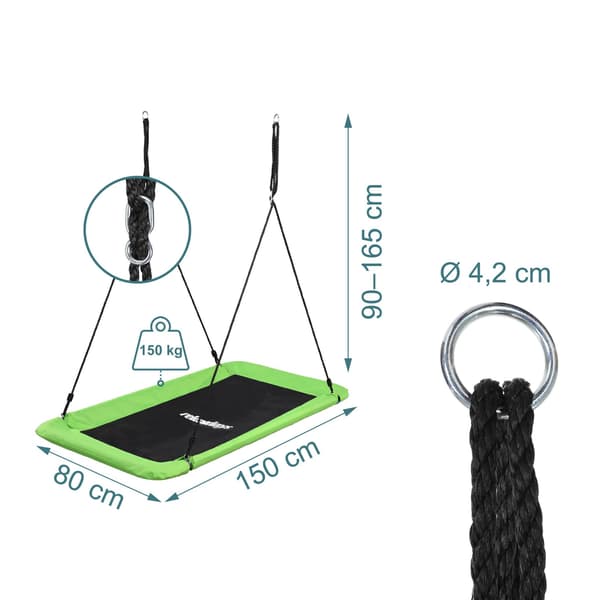 Rektangulär gunga, 150 kg kapacitet, XXL-storlek