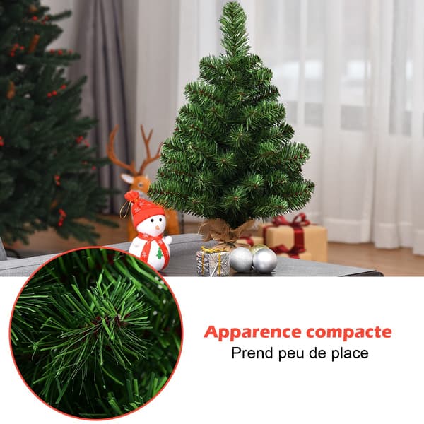 Kunstigt juletræ til bordplade, 60 cm, batteri, 67 grene