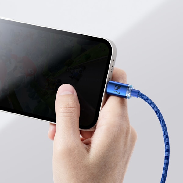 iPhone-kaapeli nopeaan lataukseen ja tiedonsiirtoon USB - Lightning 2.4A 2m sininen
