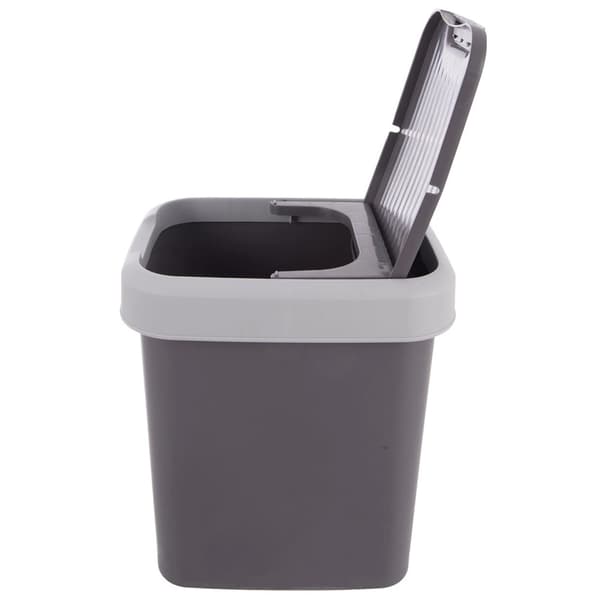 12L grå plastik affaldsbeholder med svinglåg
