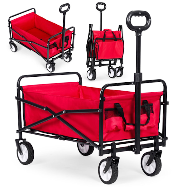 Strandtransport havevogn, foldbar, rød, 48x90 cm, MultiGarden