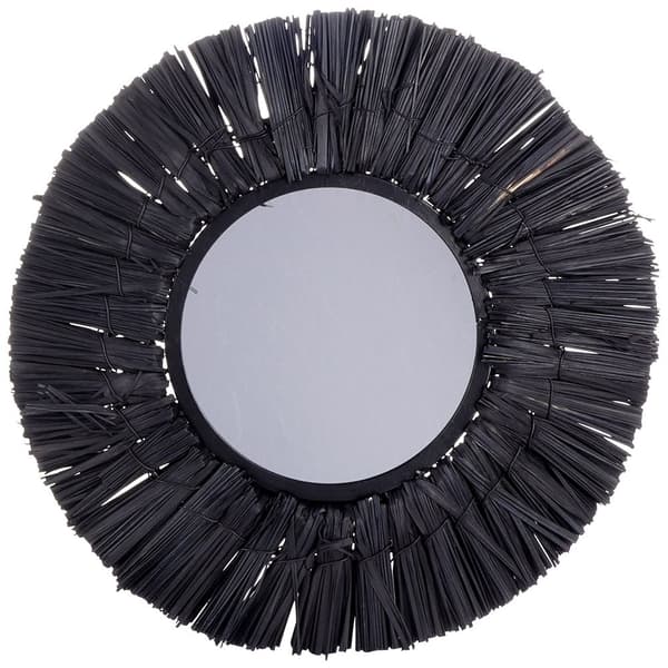 Elegant vægspejl med Raffia-ramme - 32 cm Diameter