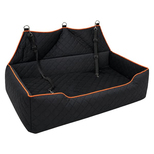 XXL Hundesæde, Fløjl, Sort/Orange, 2-i-1 Design