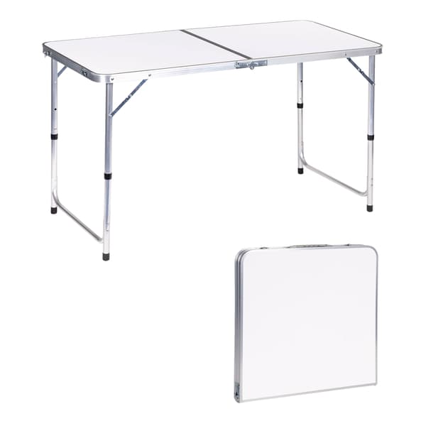 Turistbord foldbart campingbord hvid plade 120 x 60 cm