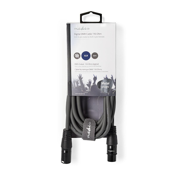 DMX sovitinkaapeli | XLR 3-Pin uros | XLR 3-Pin naaras | Niklattu | 3.00 m | Pyöreä | PVC | Tummanharmaa | Pahvikotelo