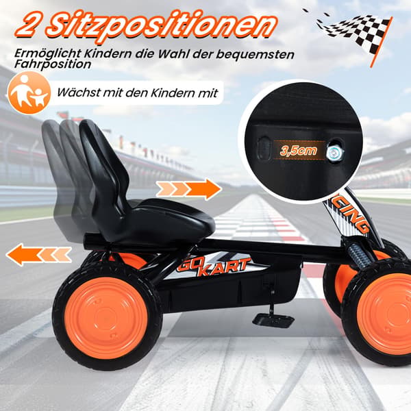 Børne-gokart med justerbart sæde, sort, alder 3-8