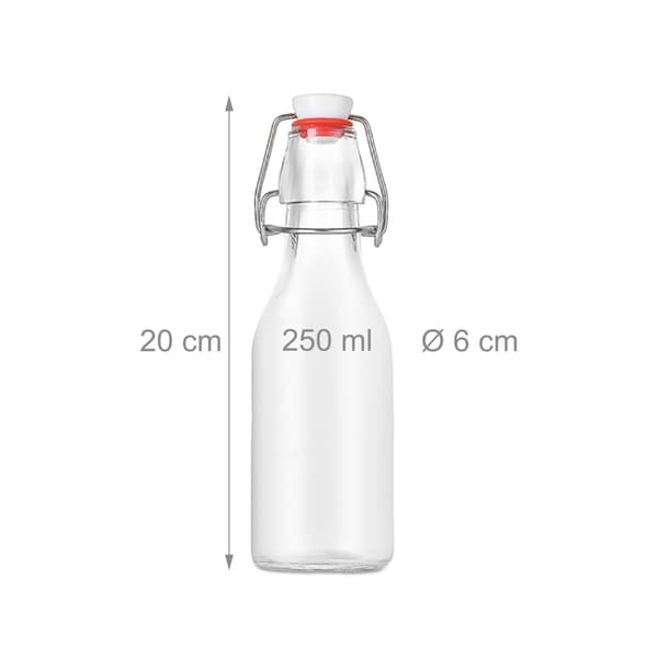 Glasflaskor med klämmlock – Set med 6, skrivbara etiketter