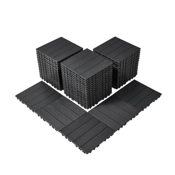 Sammanfogande altanplattor, 54-pack, 12x12 vattentäta, mörkgrå
