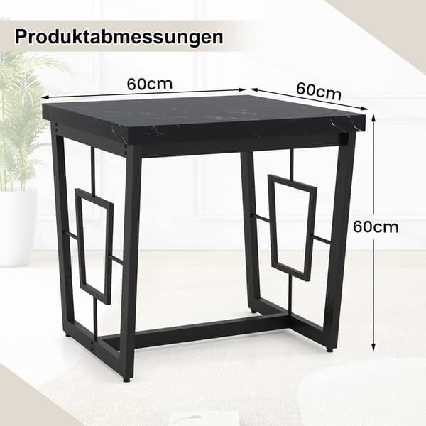 Firkantet marmor sidebord, sort, 60x60x60 cm