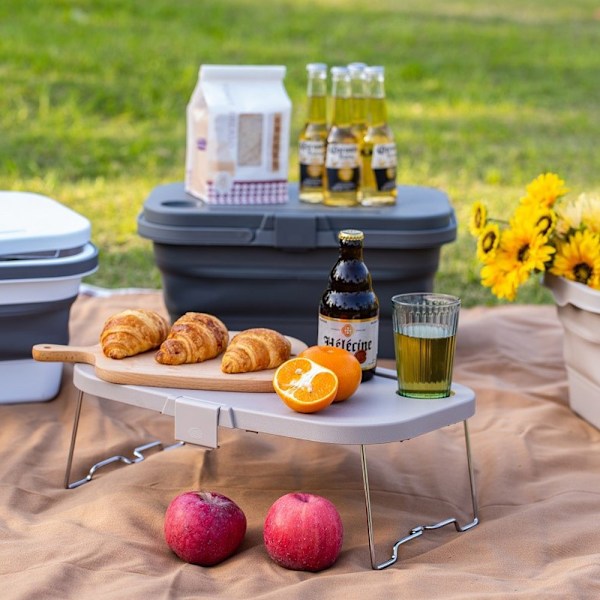 Sammenklappelig Grå Picnic- og Campingkurv med Låg