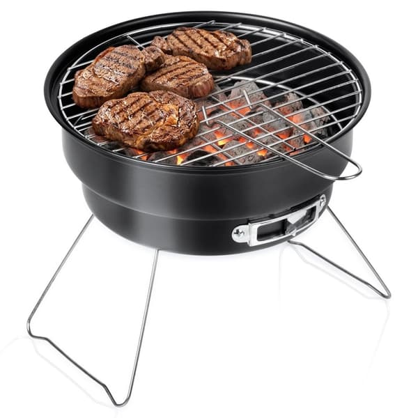 Bærbar kulgrill, foldbar stål, 28x26x22 cm