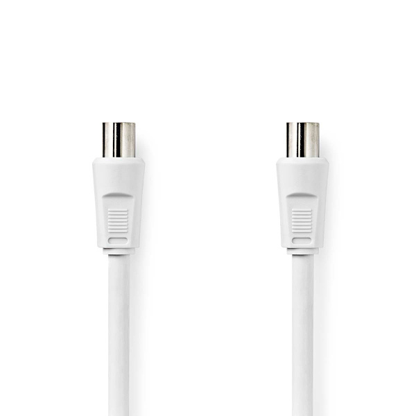 Koaxialkabel | IEC (Koax) Hane | IEC (Koax) Hane | Nickelplaterad | 90 dB | 75 Ohm | Dubbelskärmad | 10.0 m | Rund | PVC | Vit | Kuvert
