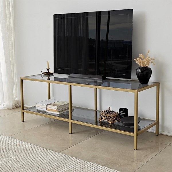 TV Stand Basic - Mørkegrå, Guld