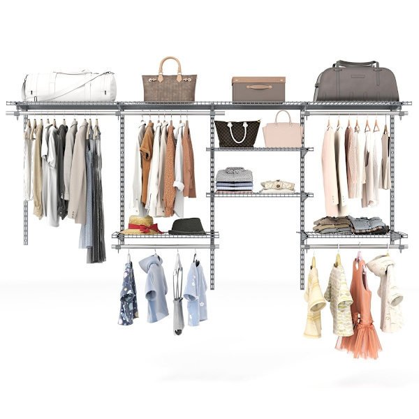 Expanderbart garderobsordningssystem, 122-244 cm, Grå