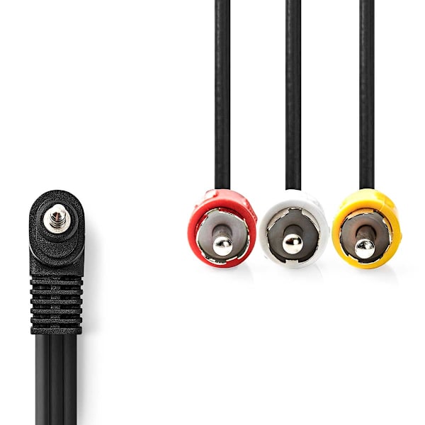 Audio Video-kabel | 3.5 mm Hane | 3x RCA Hane | Nickelplaterad | 2.00 m | Rund | PVC | Svart