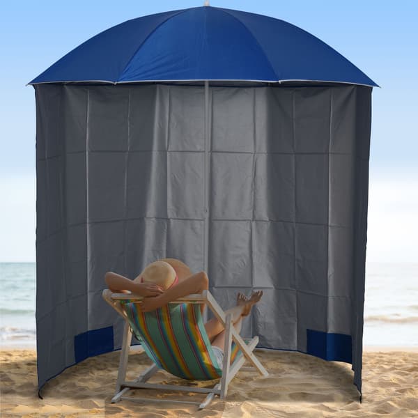 Parasol Beach Paraply Med Sidovägg, Polyester, Blå, 2,2Xh2,2M