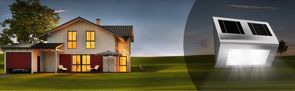 LED solcellevæglampe, rustfrit stål, IP65 vandtæt