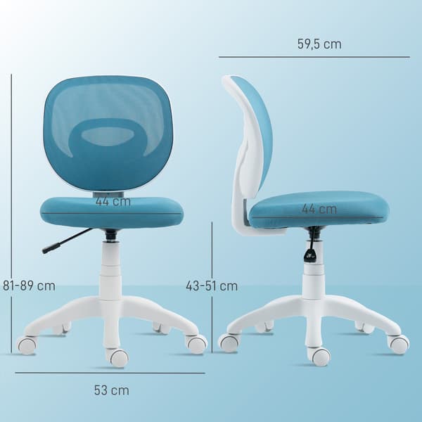 Ergonomisk kontorstol, justerbar højde, blåt net
