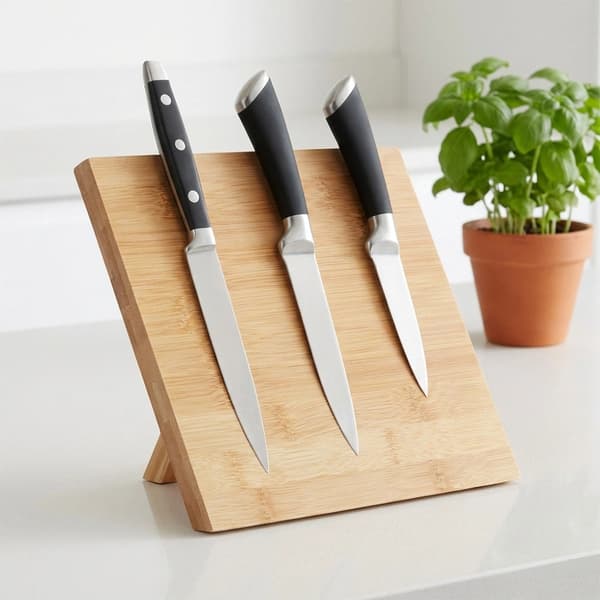 Magnetisk knivblockshållare i bambu, 24x21 cm