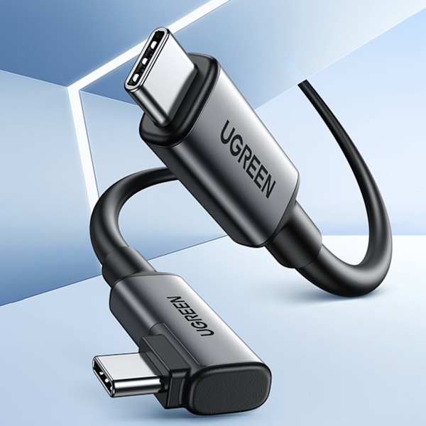 Vinklet USB-C-kabel med understøttelse af Oculus Quest 2 VR-briller 60W 5m sort