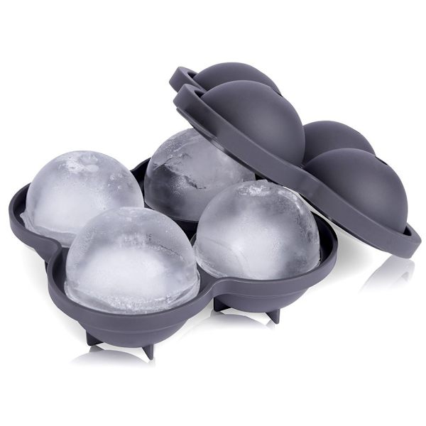 Form til fire store iskugler, 8 cm, sort termoplast