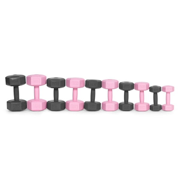 Hex håndvægte sæt 2x1 kg, træningsvægte, fitness belastning, grå, ModernHome