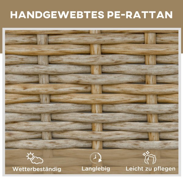 Polyrattan Solseng Haveseng Justerbar Pude Natur Khaki 200X66X92Cm