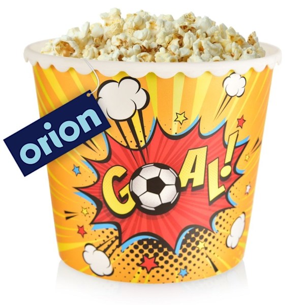 Jalkapallo Popcorn Bowl: Uudelleenkäytettävä, 2L elokuvailtoja varten