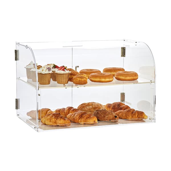 Bakverksdisplay, 2-våningar akryl, bakdörr, 56 cm