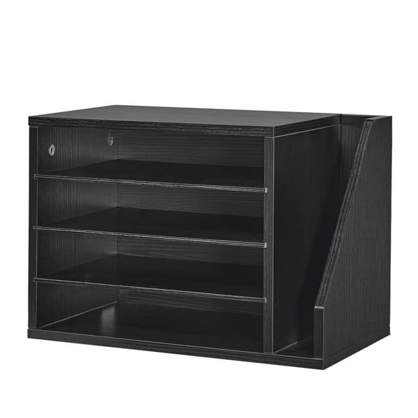 Litteraturorganisator, 4 rum, sidemappeholder, sort