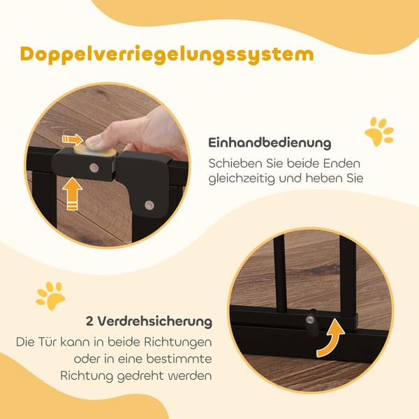 Sikkerhedslåge til kæledyr, justerbar 75-95 cm, stål/ABS, sort