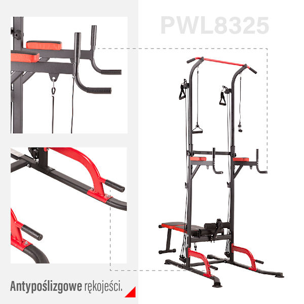 Multifunktionellt Power Tower med Pull-Up & Dip Bars