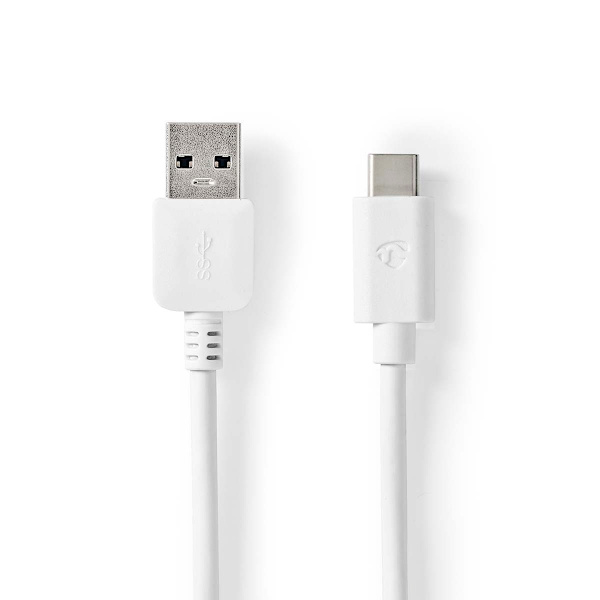 USB-kabel | USB 3.2 Gen 1 | USB-A Han | USB-C™ Han | 60 W | 5 Gbps | Nikkelplateret | 1.00 m | Runde | PVC | Hvid | Box