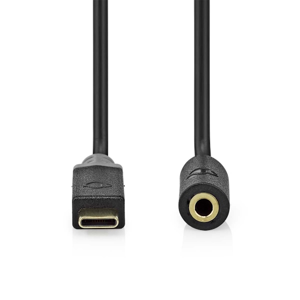 USB-C™ Sovitin | USB 2.0 | USB-C™ Uros | 3.5 mm naaras | 1.00 m | Pyöreä | Kullattu | PVC | Musta | Laatikko