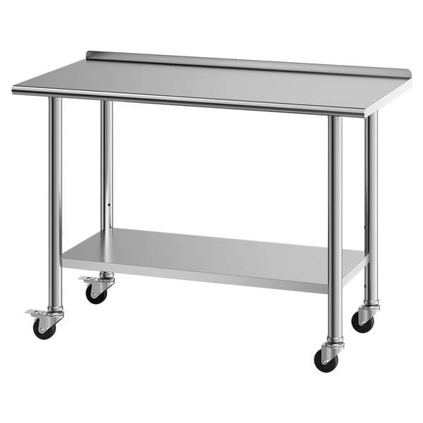 Arbejdsbord i rustfrit stål 48x24 tommer med hjul