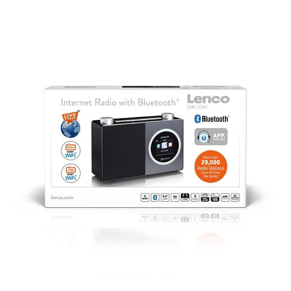 Internetradio med Bluetooth, farvedisplay, vækkeur
