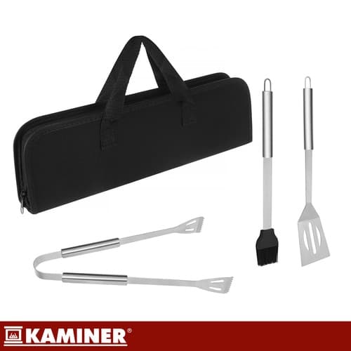 Grillsæt i rustfrit stål med kuffert – 3 dele
