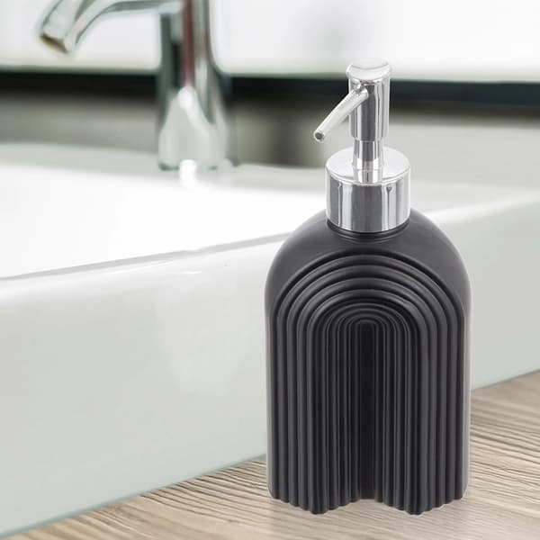 Sort sæbedispenser i glas, 320 ml – moderne design