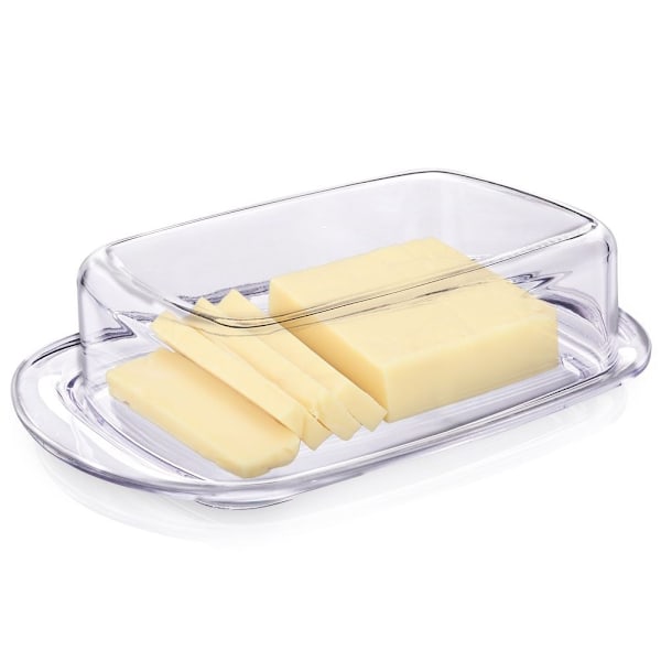 Transparent smörask för fräsch förvaring och servering