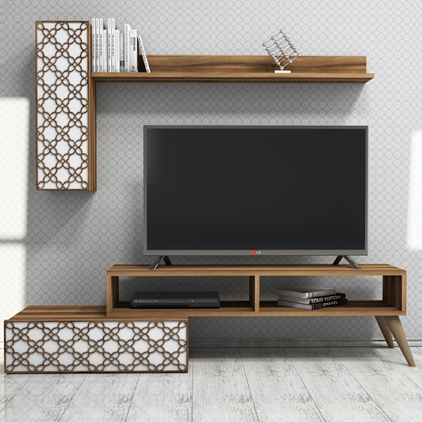 TV Unit Planet - Valnöt, Vit