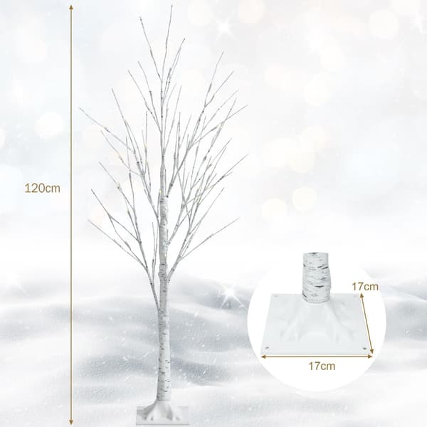 120 cm LED-birketræ med 48 varme hvide lys