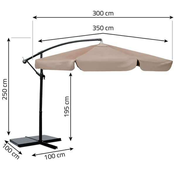 Fällbart trädgårdsparaply 6 segment 350 cm med lock Plonos PL-880