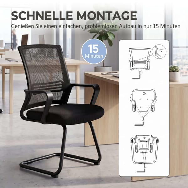 Set med 2 ergonomiska svarta konferensstolar med medunderrede