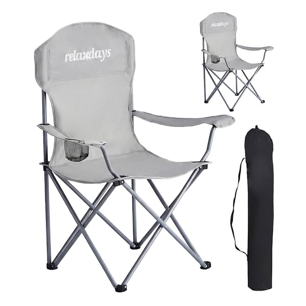 Hopfällbara campingstolar, set om 2, bärväska, mugghållare