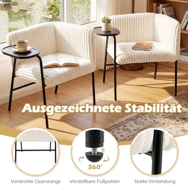 Nojatuoli tarjottimella, beige sametti, metallirunko