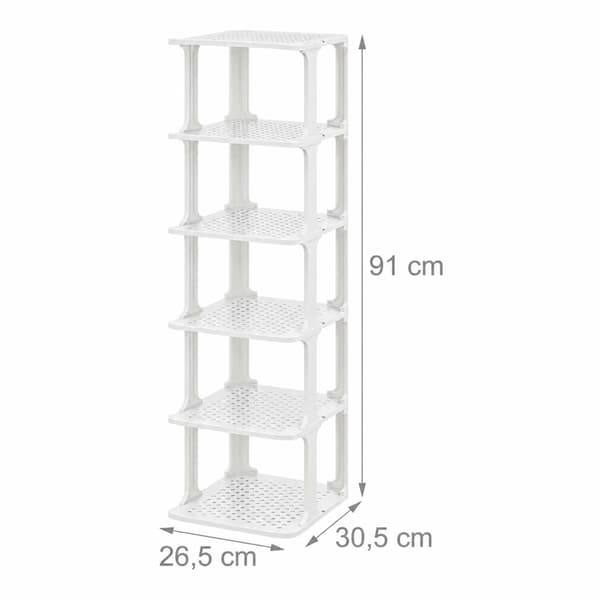 Vit skoförvaring, 6-pack – Smal, platsbesparande design